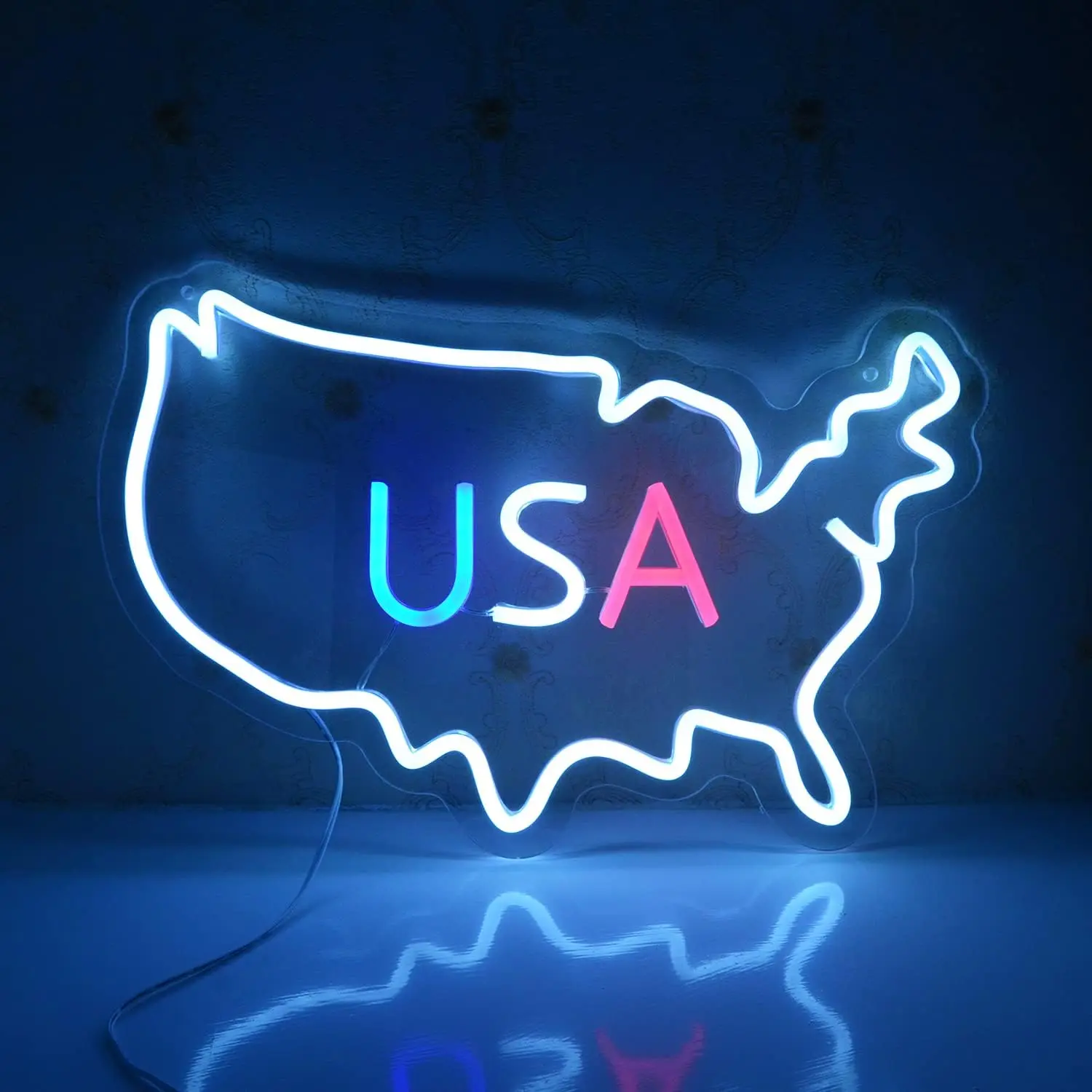 

American Map Neon Sign Independence Day USB LED Lights for Bar Gaming Room Bedroom Decoration neon personnalisé Gift Wall Light