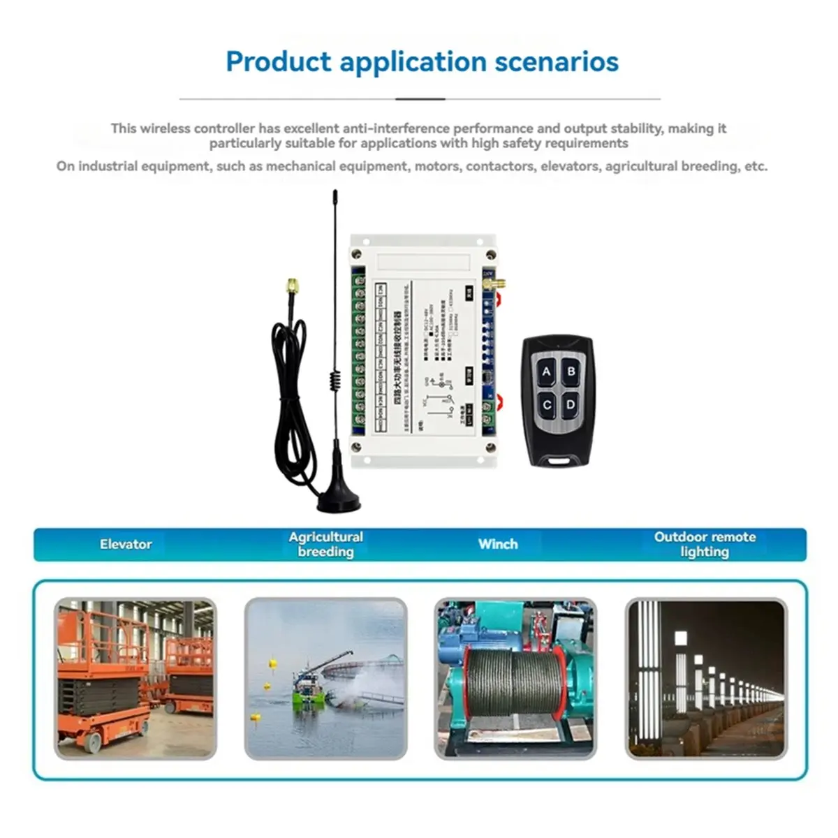 update. 300M AC100V-400V 4CH Wireless Remote Control 30A Switch Relay Receiver Transmitter with Suction Antenna 433MHz Receiver