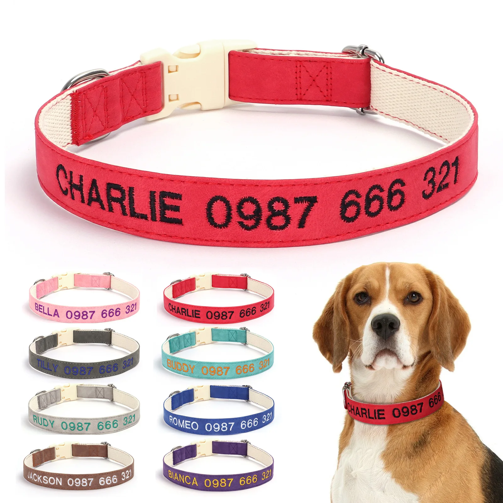 Personalized Nylon Dog Collar Customized Embroidered Pet ID Collars Anti-lost Dog Name Collar Puppy Nameplate Collars Accessory