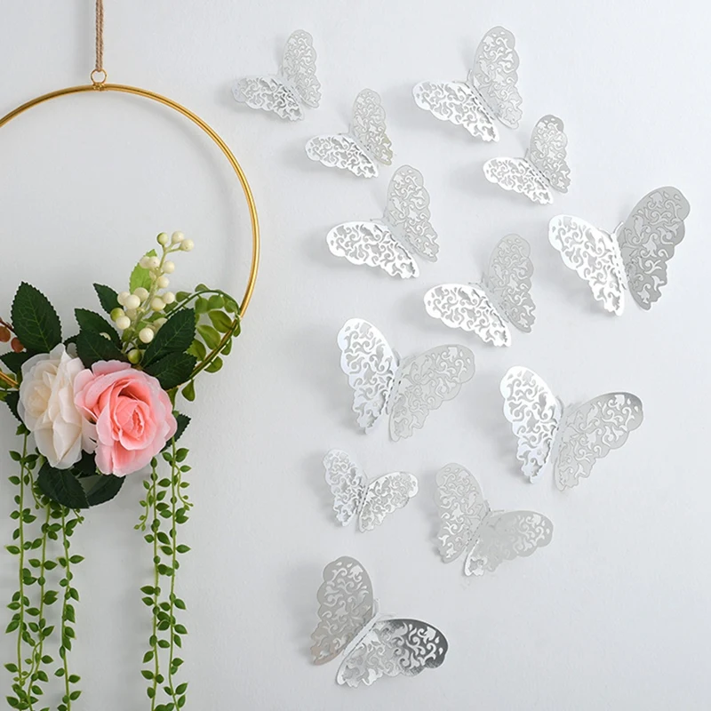 72Piece Butterfly Party Decor Wall Stickers House Decor 3D Butterfly Wall Decor For Crafts,3 Sizes 3 Colors 2 Styles