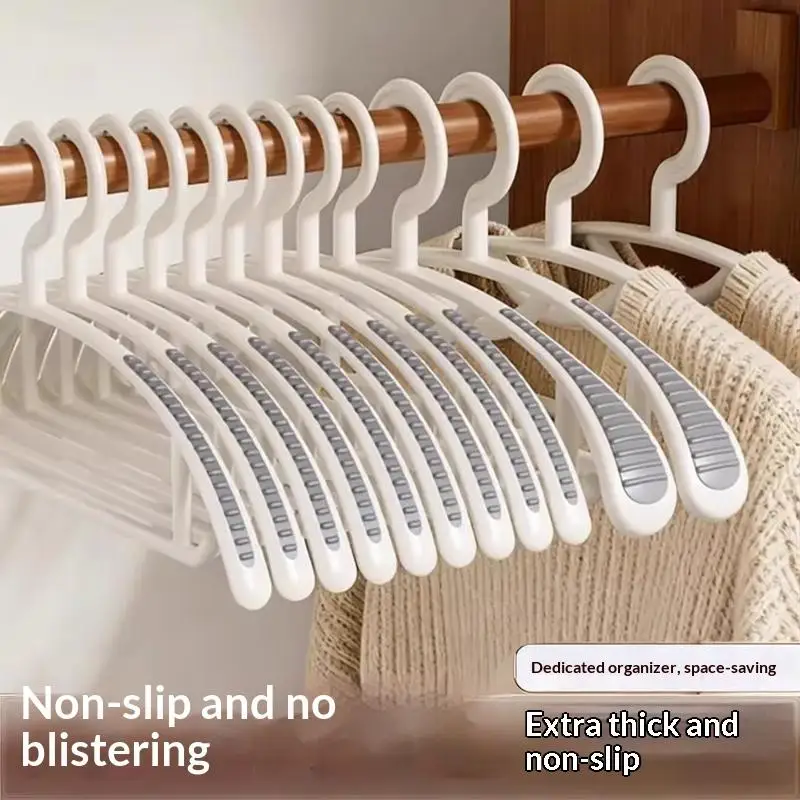 ~5PCS Upgraded Thickened Wide Shoulder Non-Slip Seamless Clothes Hangers, Cream White Heavy Duty Hangers For Coat Suit Closet