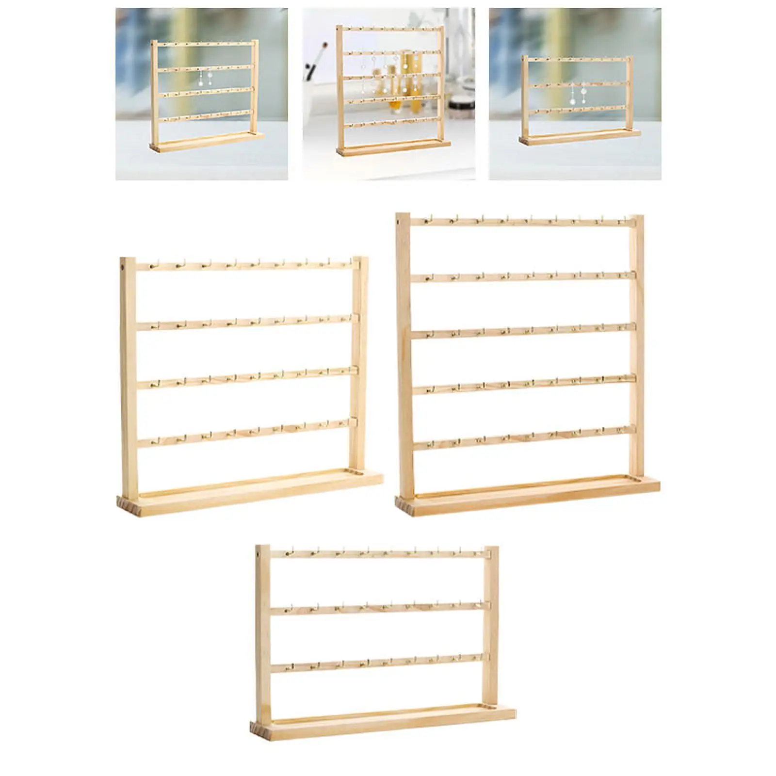 

Earrings Display Stand Jewelry Organizer Wooden Base Home Decor Space Saving