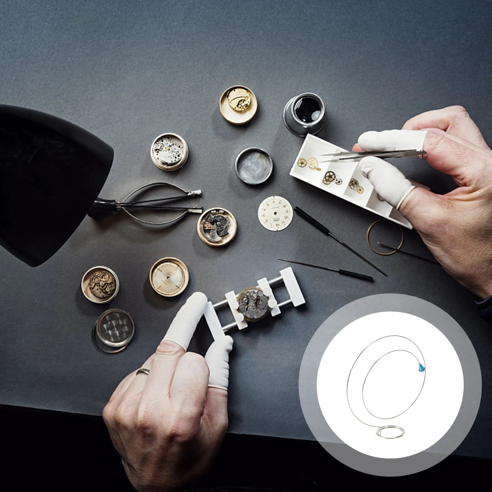 2 قطعة حامل العدسة من أسلاك الفولاذ قابل للتعديل، دعامة تثبيت صغيرة على شكل دائرة العدسة لأداة ملحقات إصلاح الساعة #4