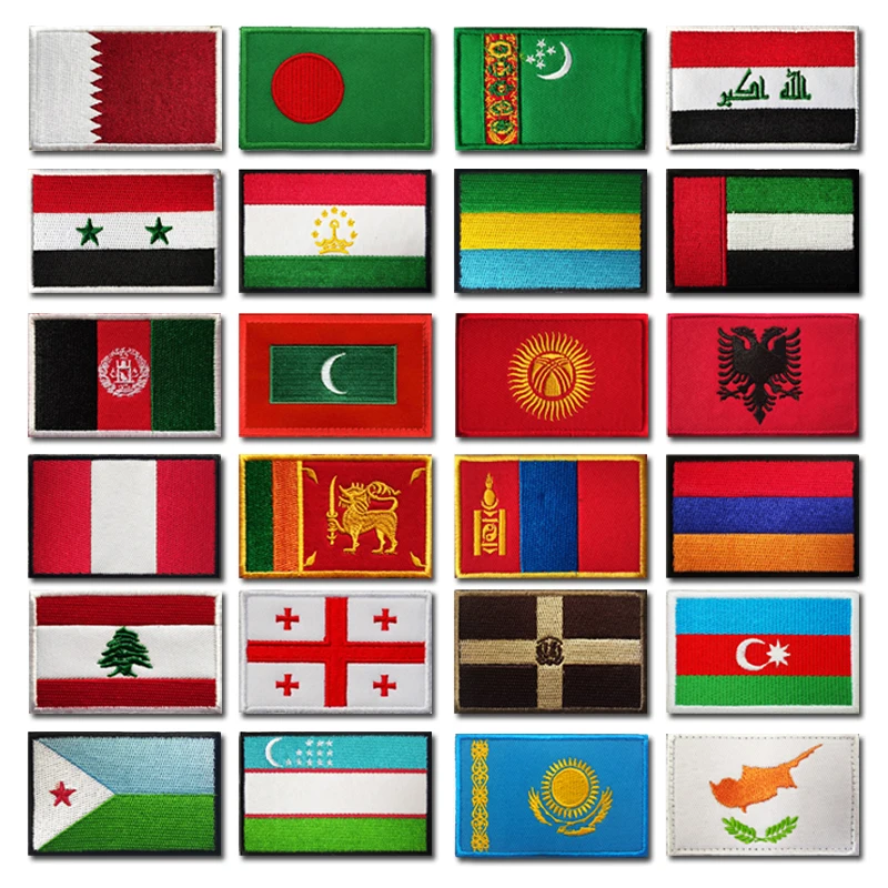 World europe africa countries flags Patch Badges Hook Loop United Arab Emirates Bahrain Kuwait Lebanon Armband Stick on Backpack