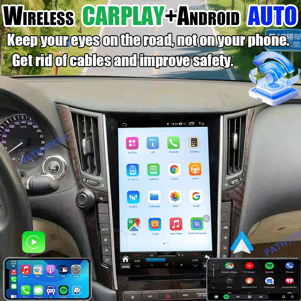 Android 15 For Infiniti Q50 Q50L Q50S Q60 2014-2020 Car Multimedia Player Wireless CarPlay Radio Auto Bluetooth Stereo GPS 4G FM