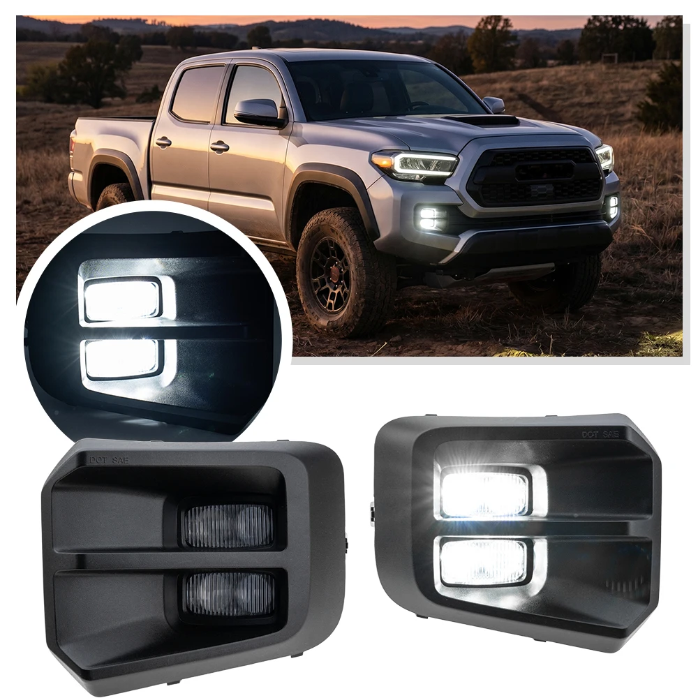 

LED Fog Light Assembly white light for 2016-2023 Toyota Tacoma TRD PRO Off-Road Sport Dual Beam Replacement Upgrade Assembly Kit