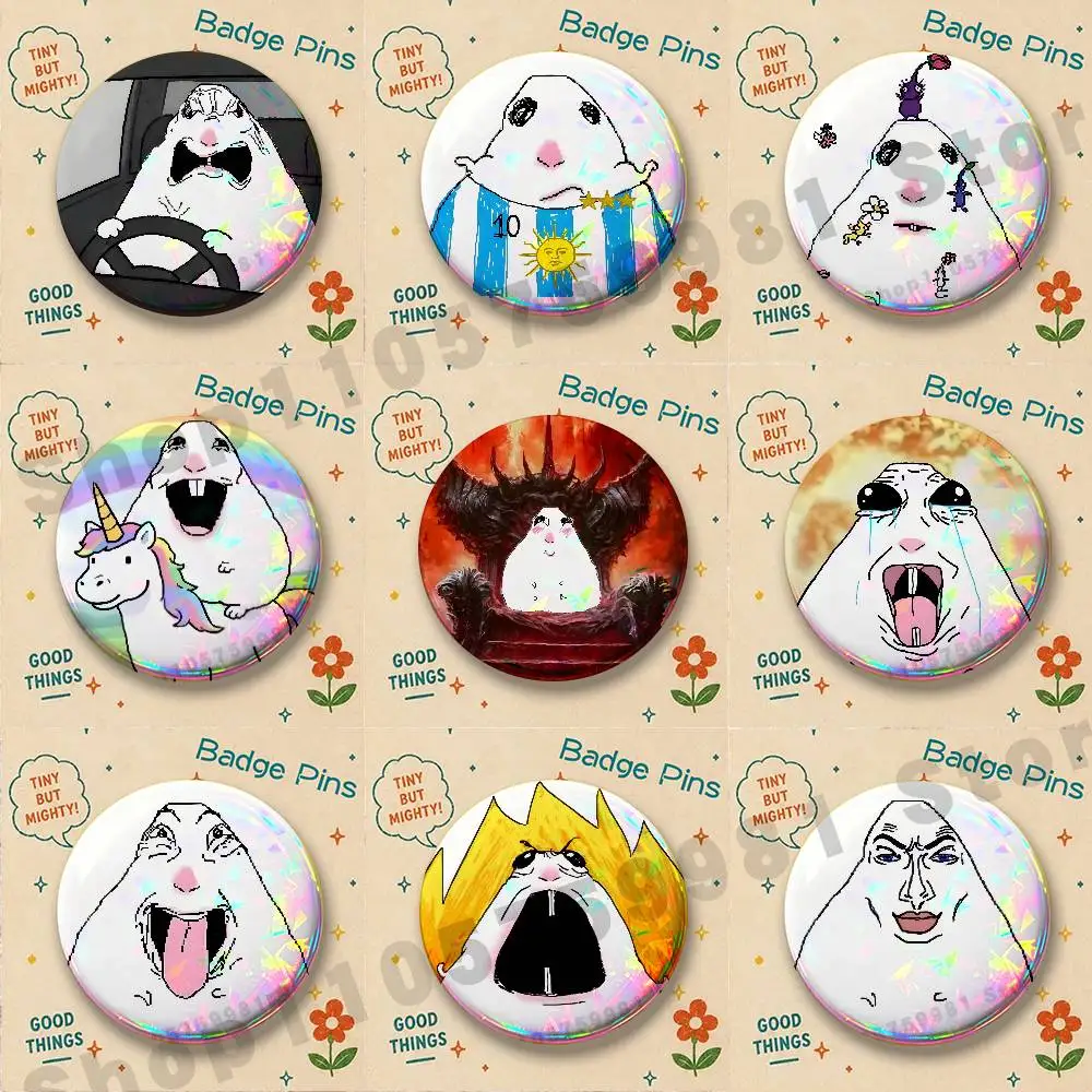 Funny Memes Hamster Badges Cartoon Character Pins Brooch for Bag Shoes Decoration Jewelry Gifts