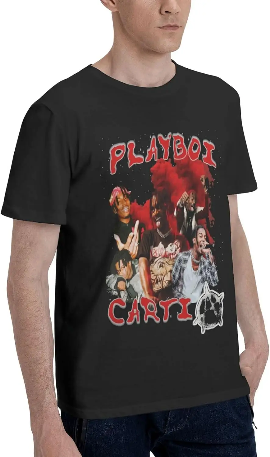 Playboi Rappe Carti Mens Womens Hip Hop Rap Trap Rapper Streetwear Vintage Style T-Shirt Black