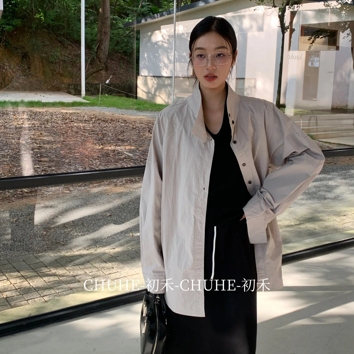 UMI MAO White Trench Coat For Women With Unique Design Bell Sleeves Ruffled Mid-Length Stand Collar Fashionable Shirt Femme