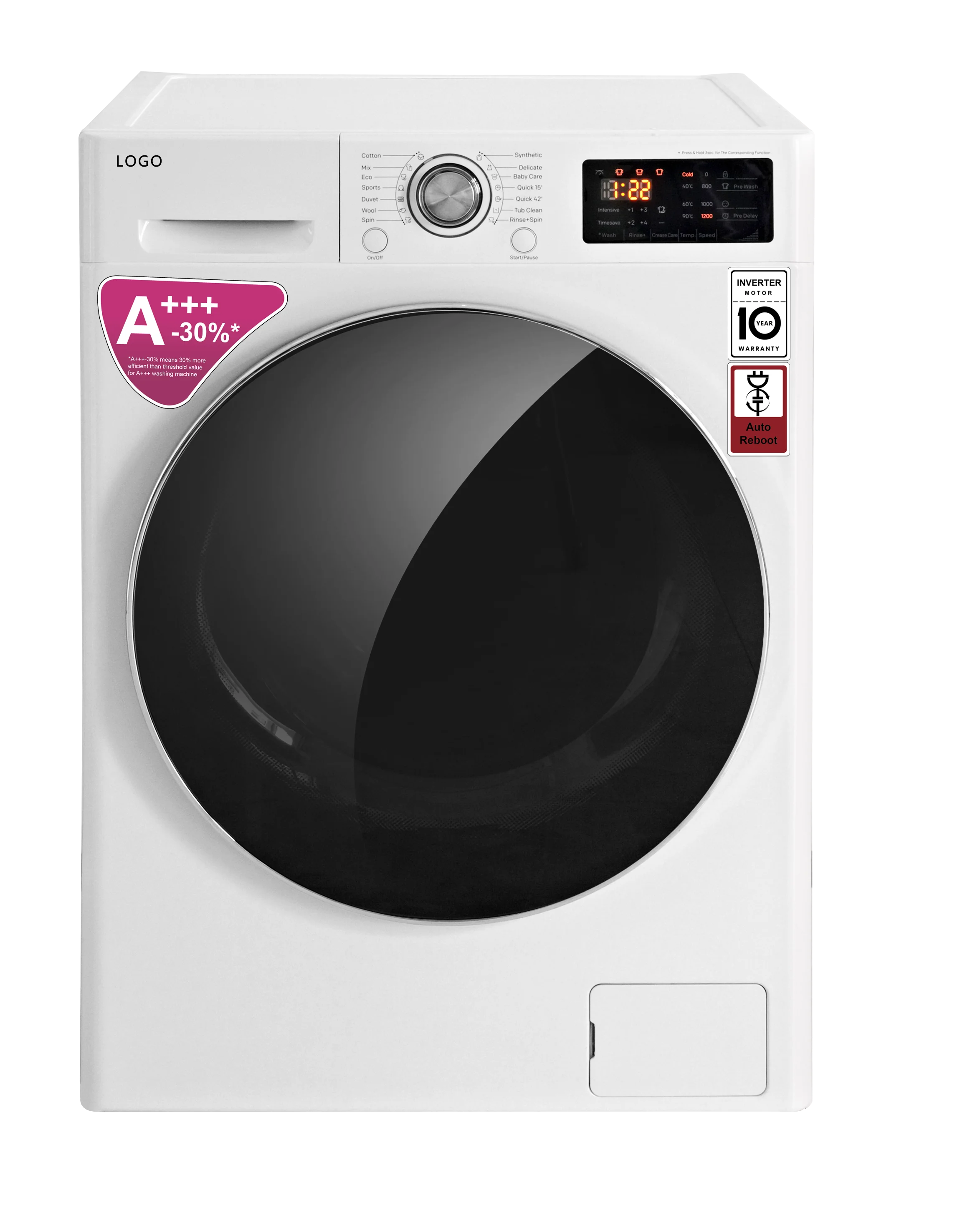 10kg front load washing machine with inverter direct drive motor fully automatic home appliances chrome knob big chrome door