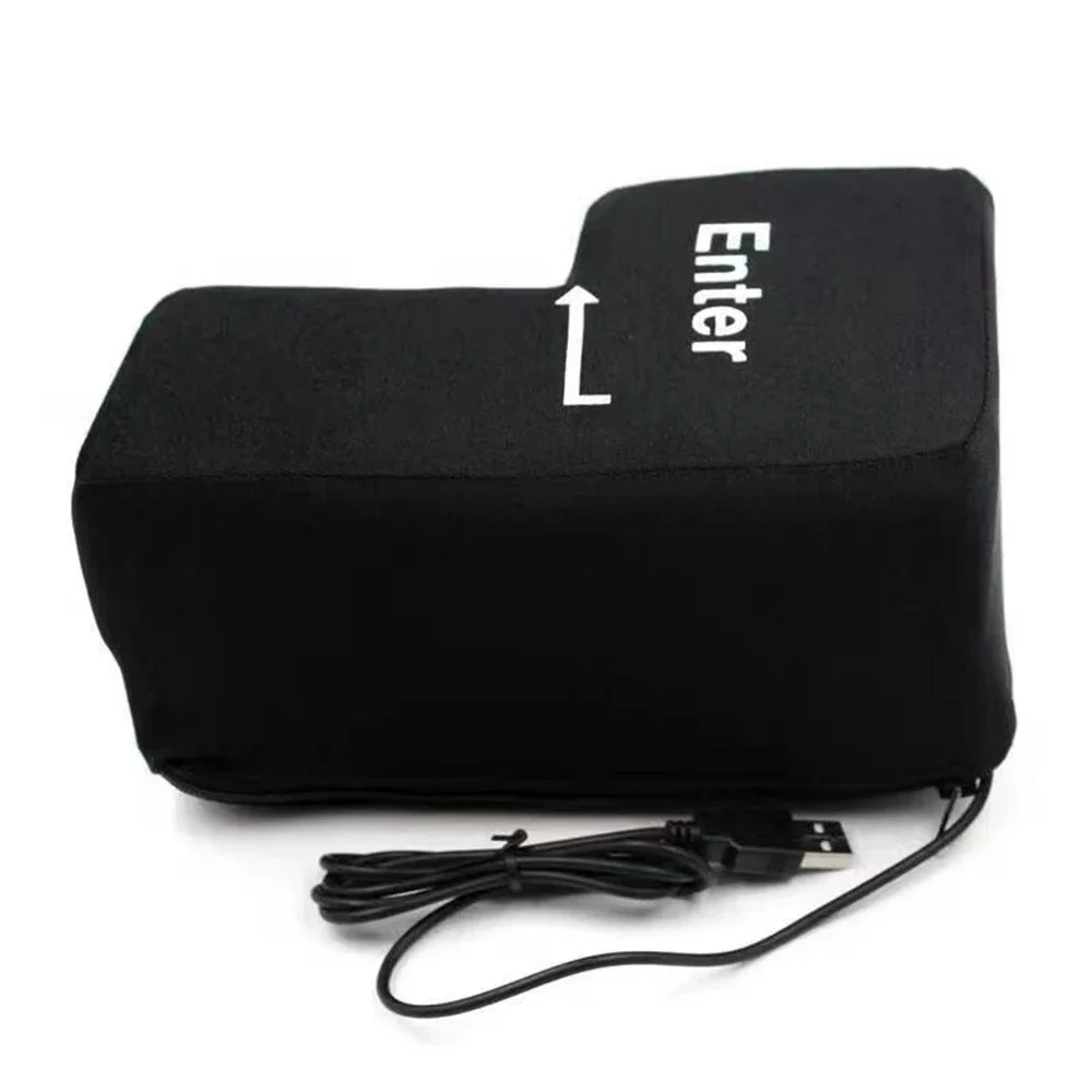 Big USB Enter Key Vent Pillow Soft Computer Button Return Black Key Decompression Pillow Stress Relief Toy Enter Button