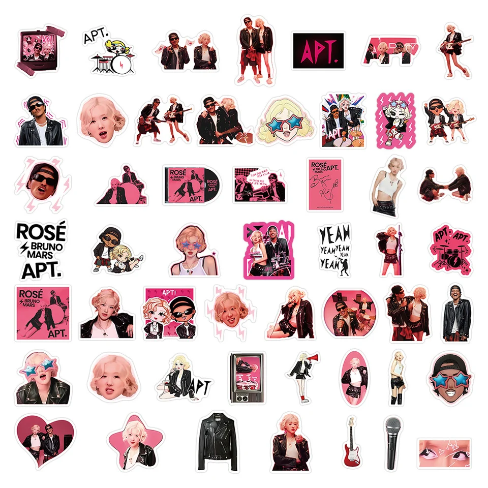 50PCS /Pack APT. Stickers ROSÉ Bruno Mars Sticker Song Graffiti