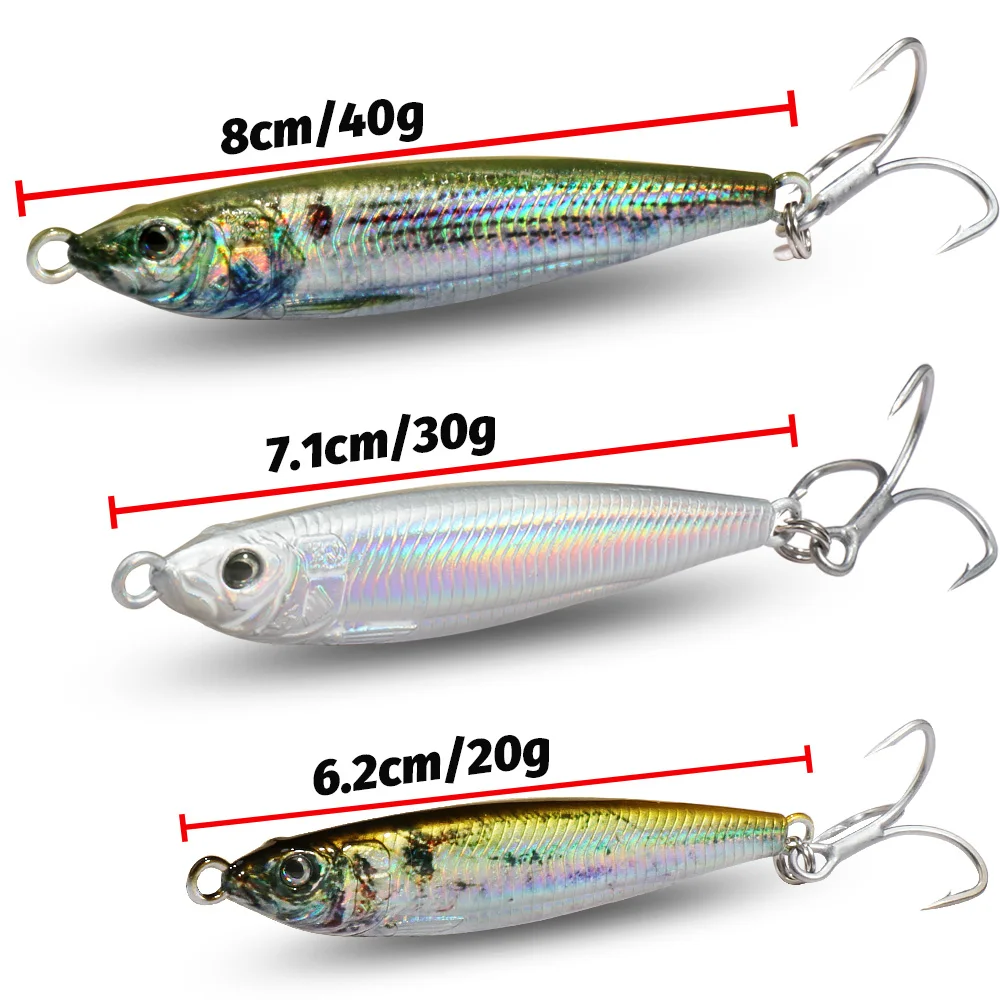 GOBAIT Metal Jig Lure 20g 30g 40g Spinner Spoon 3D Eye Color Laser Spinning Fishing Tackle Blade Hook Swimbait Pesca VIB Bait