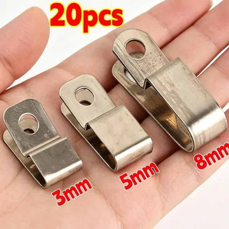 Heavy Duty R Type Cable Clamps Stainless Steel Fencing Mounting Clips Fence Lock Clasps Cable Hardware Fixing Fasteners Supplies