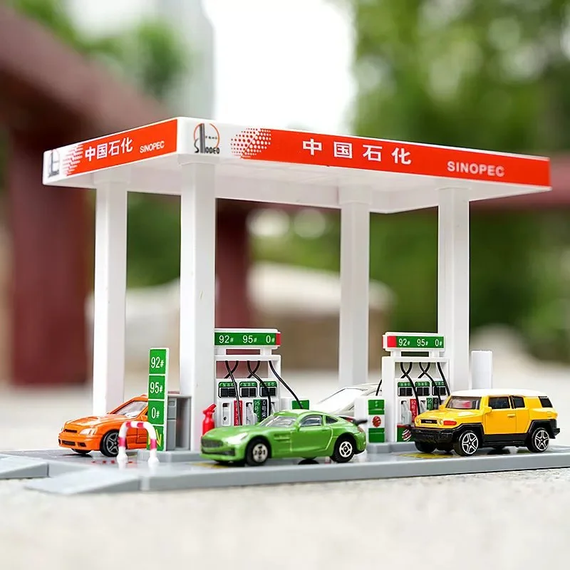 

Набор для сборки АЗС из сплава, имитация сцены заправки Sinopec, модель заправочной машины в коробке, B347