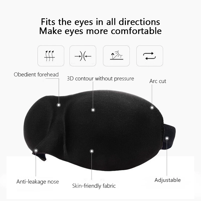 3D Soft Portable Blindfold Travel Eyepatch Sleep Mask Natural Sleeping Eye Mask Eyeshade Cover For Men Women Night Rest