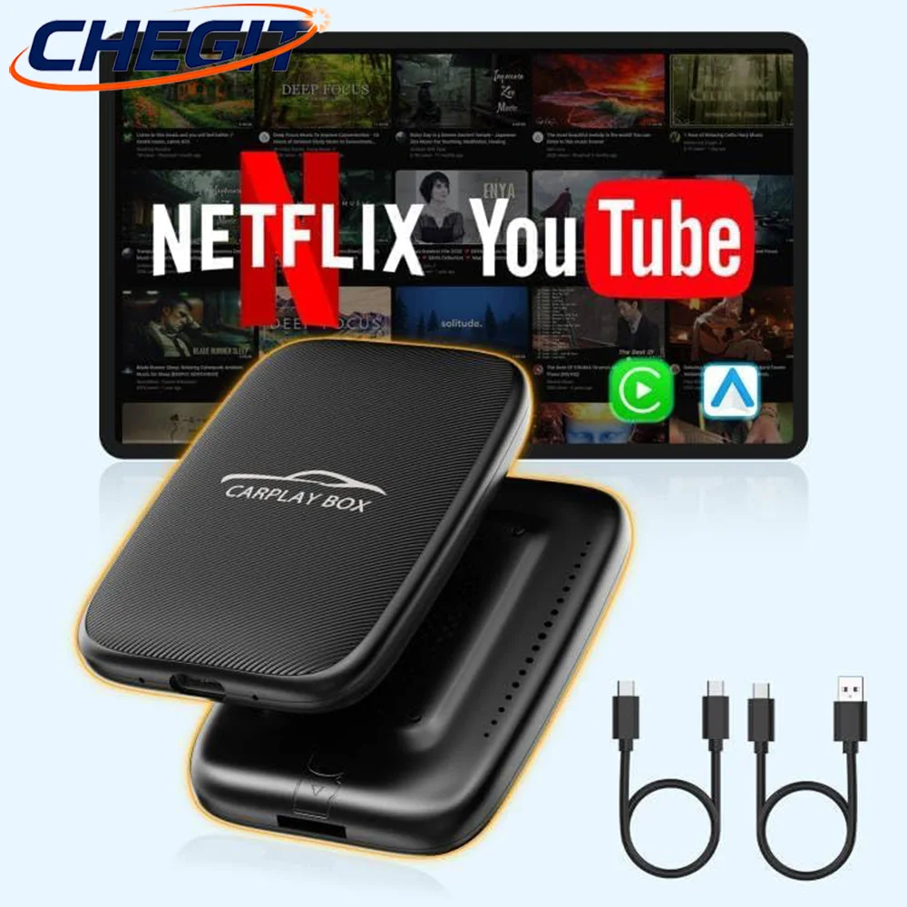 5 في 1 Smart Carplay AI Box Android 14 Wireless Carplay Android Auto Adapter Plug and Play TV BOX لـ Netflix YouTube