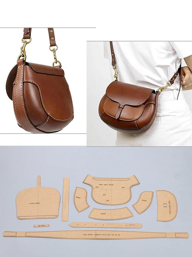 heavy duty kraft paper sewing pattern leather craft vintage shoulder bag die cutting template 18.5x18x7cmcm - view 5