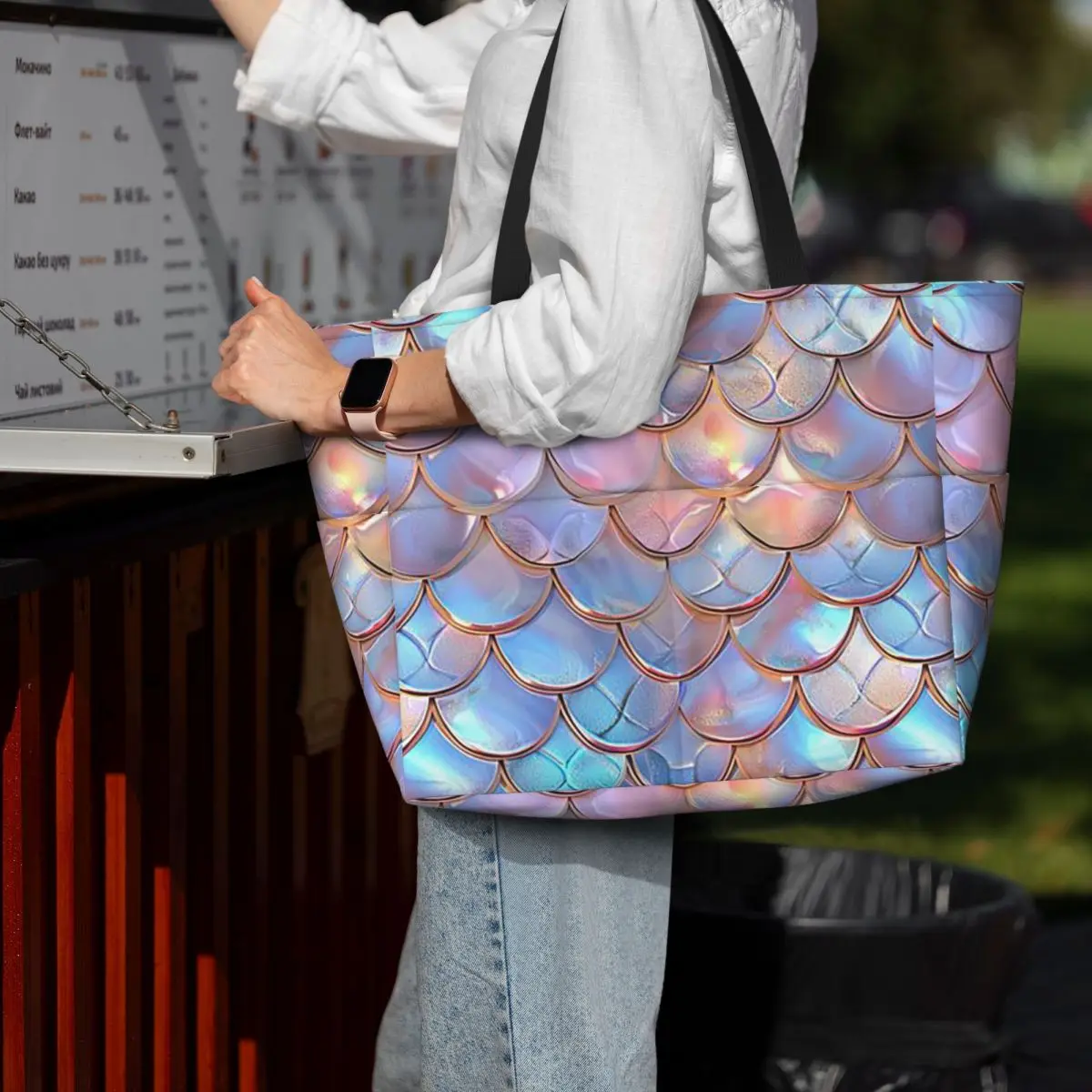 

Mermaid Fish Scale Beach Tote Bag Sport Gym Yoga Duffle Large Tote Bag Women Travel Bag Fitness bag
