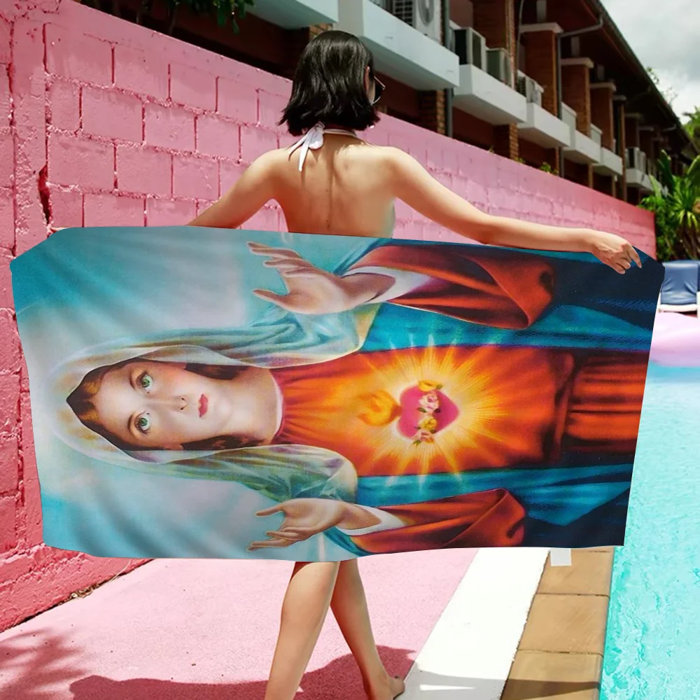 Virgin Mary Christian Towel Microfiber Beach Towel Absorbent Quick dry Soft Yoga Swimming Resort Mountain Climbing Towel