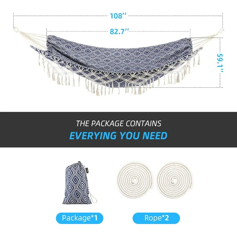 Patio Outdoor Portable Double Bed With Sun Shade Wheels Cotton Hammock