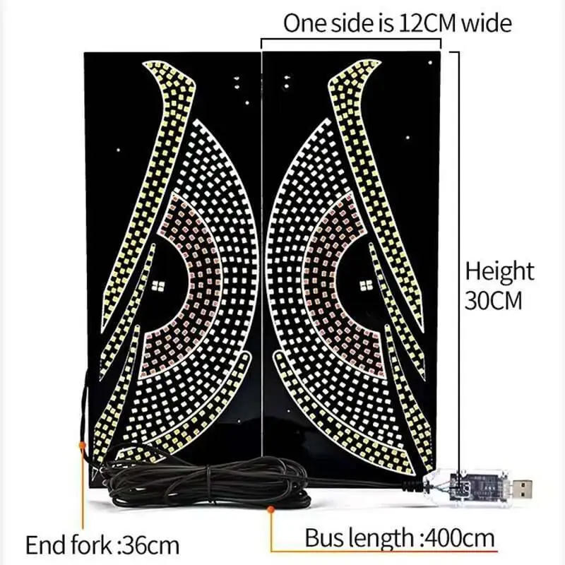 2PCS 24V 12V USB Eye Dynamic Big Devil Eyes Light Cars Programmable Window Screen LED Display Multi-Mode For Truck