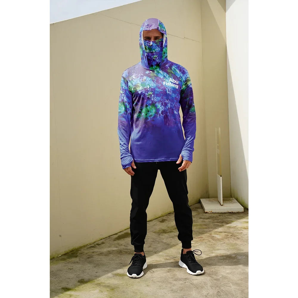 

2025 Mens Hooded Sports Sweatshirt Long Sleeve Sun Protection Hoodie Neck Gaiter Fishing Shirt