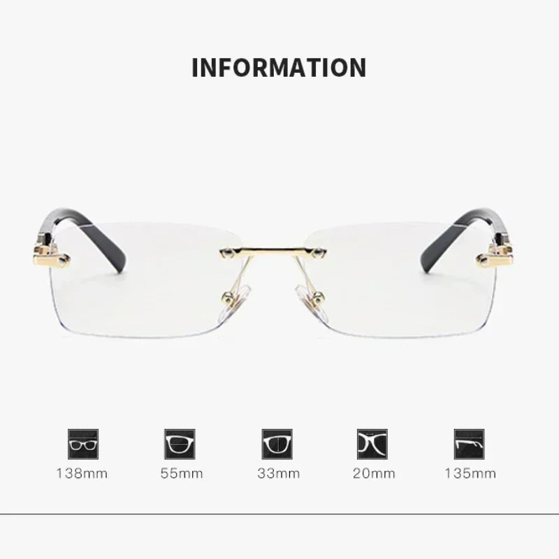 Square Rimless Photochromic Myopia Glasses Men Women Business Anti-UV Nearsighted Eyewear Retro Eyeglasses 0-1.0-4.0 image 6