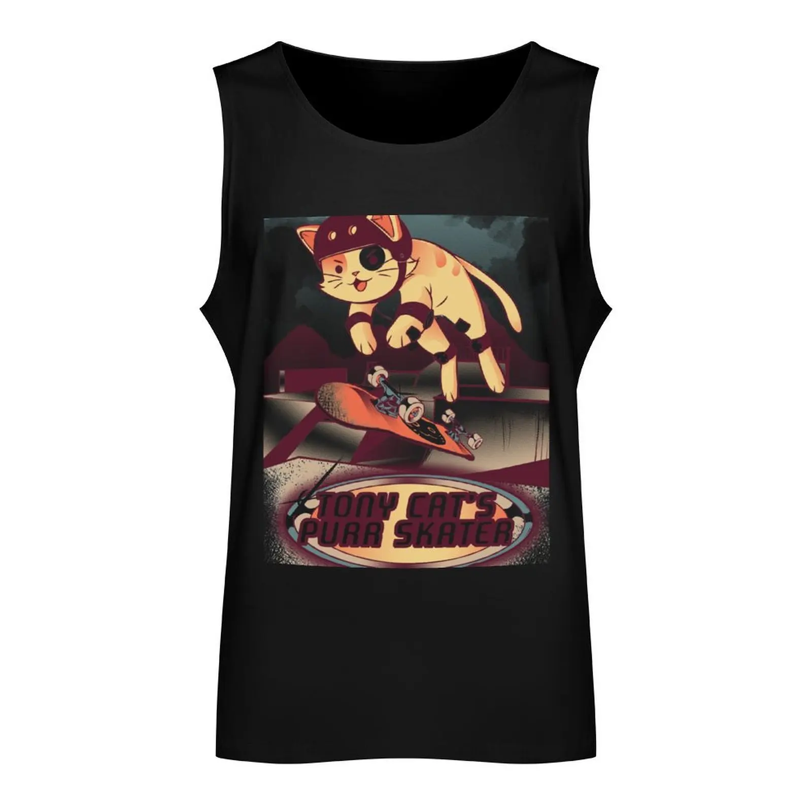 Tony Cat's Purr Skater Tank Top plain t-shirt Men's gym clothing gym clothes man Men's summer clothes 2025