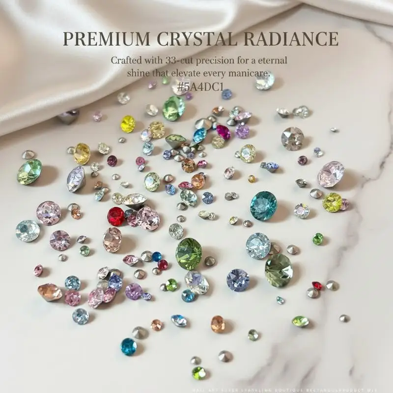 Assorted Pointed Bottom Rhinestones Nail Art Decorations 3D Crystal Decals for Salon and Home Use