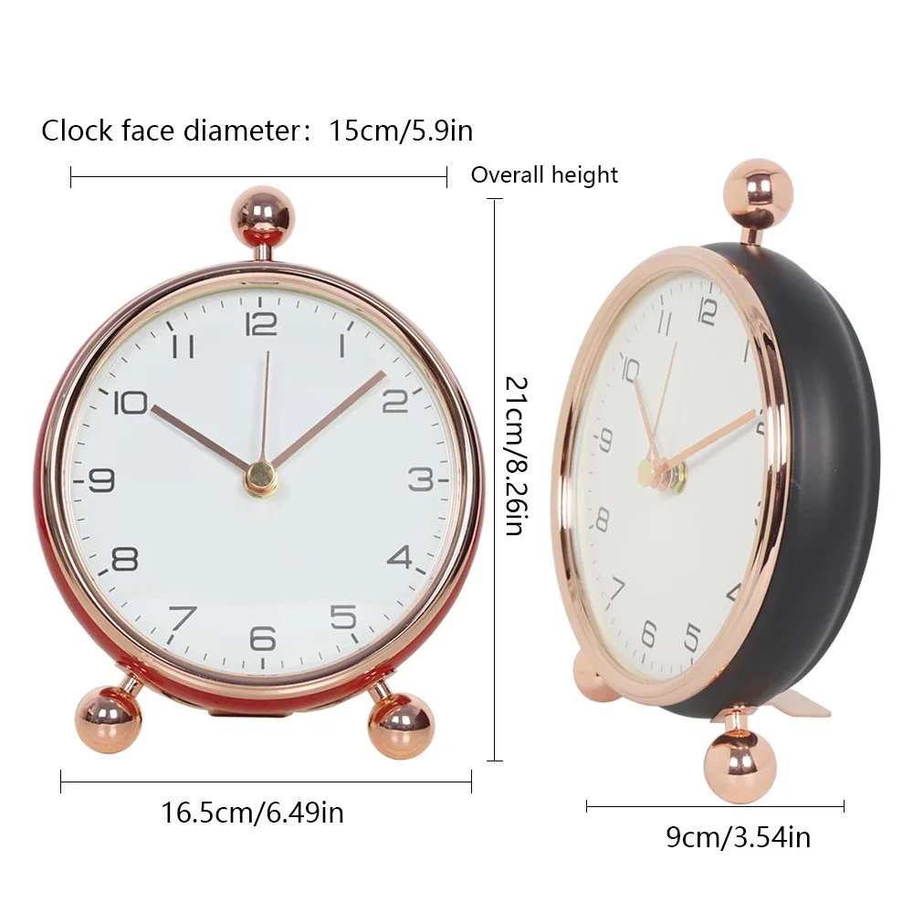 European simple pointer table clock Desktop creative metal desk clock living room decoration silent quartz clock