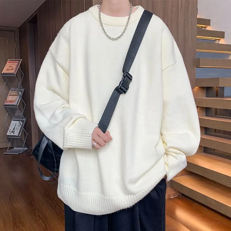 

Mens Sweater Men Clothes European and American Autumn and Winter New Loose Pullover Base Shirt Versatile Knitted Shirt Top