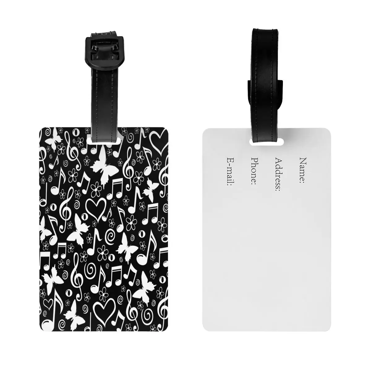 Custom Music Festival Musical Notes Luggage Tag With Name Card Privacy Cover ID Label for Travel Bag Suitcase