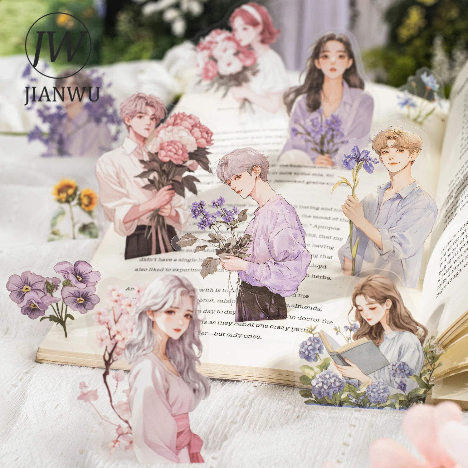 

JIANWU замачиваемая серия цветов, винтажный персонаж, пейзажный материал, коллаж, наклейка для домашних животных, креативные канцелярские принадлежности для журналов «сделай сам»