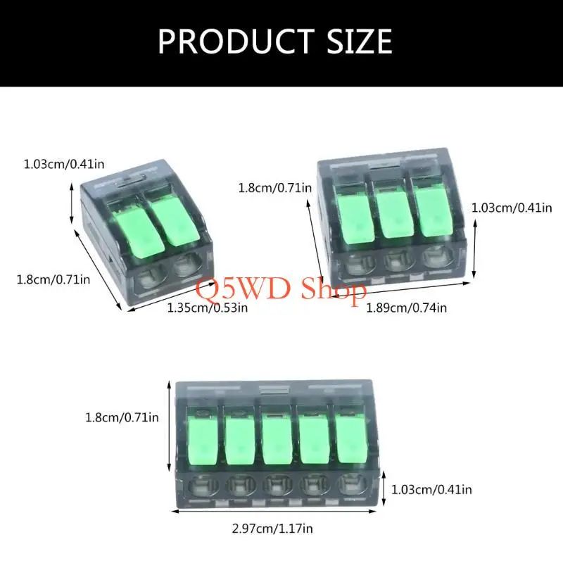 Q5WD 75Pcs 2/3/5 Port Electrical Lever Wire Connectors Fast Connection Terminals