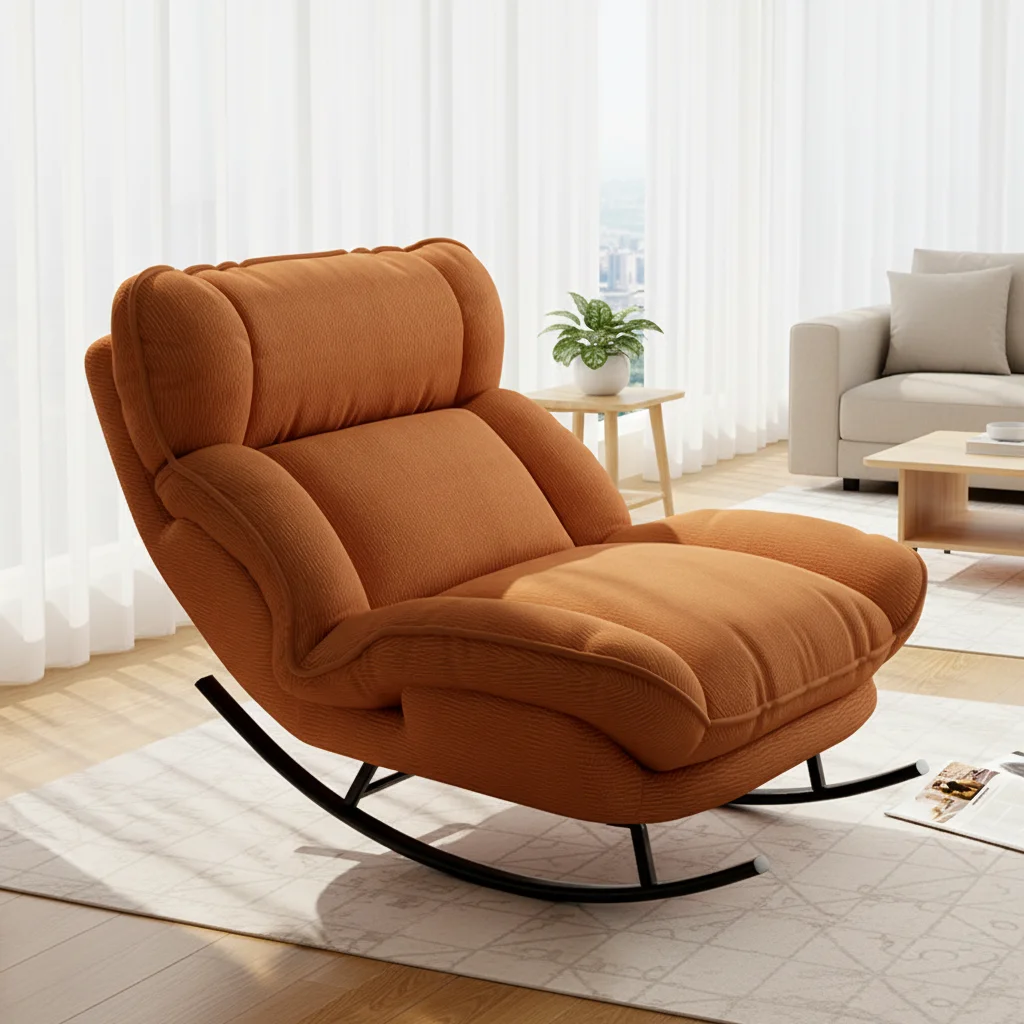 

Lazy Sofa Rocking Chair Adult Balcony Home Leisure Chair Reclining Style Chair with Thick Cushionpromote sales