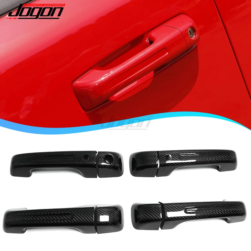 100% Real Carbon Fiber Car Door Handle Cover Trims Exterior Accessories For Dodge RAM 1500 TRX 2019+