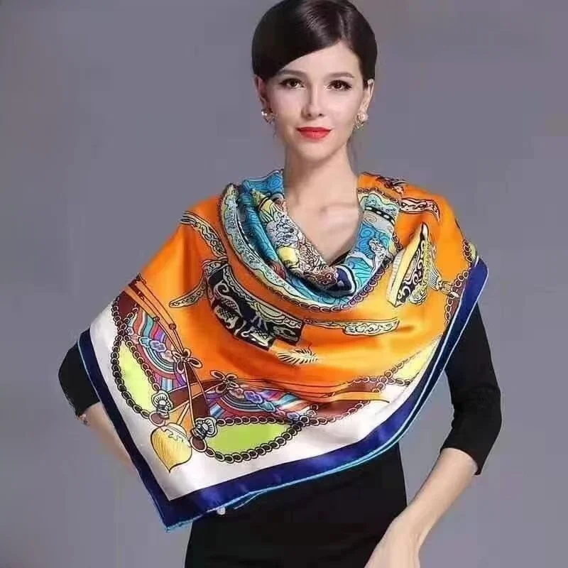 00-桑絹スクエアスカーフ-0cm-女性用-高齢者向けギフト-花柄プリント装飾ショール-春夏秋冬