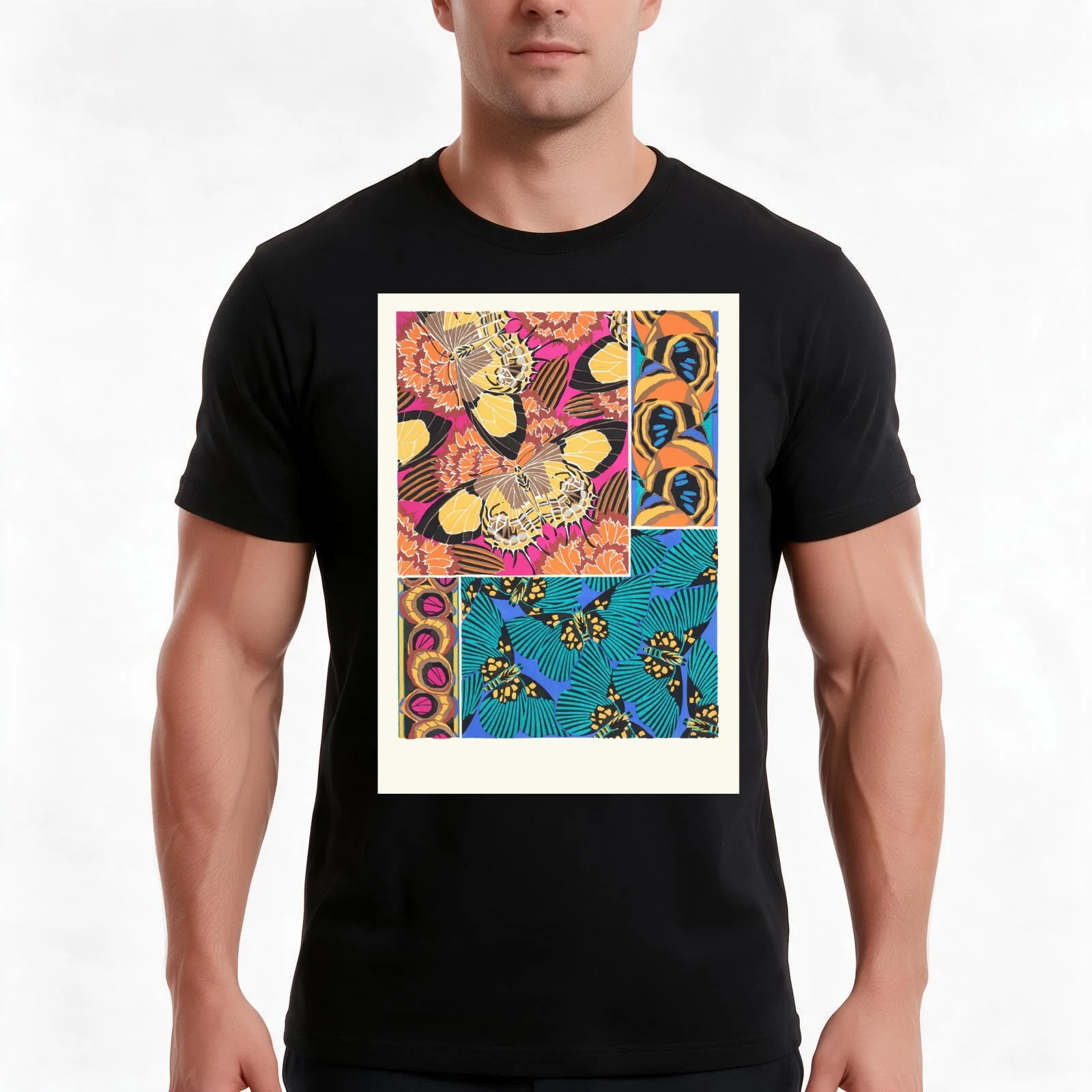 Emile-Allain Séguy - Papillons T-Shirt, Summer Casual Cotton Tee, Oversized Streetwear Tops, Vintage Graphic Print, 100% Cotton