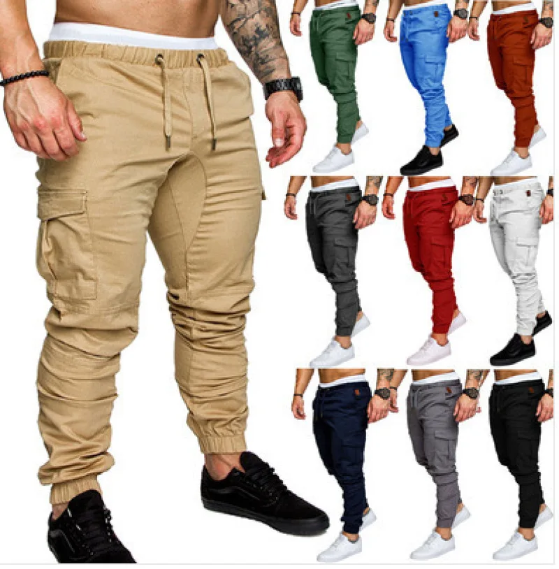 

Summer Foreign Trade New Work Clothes Multi Pocket Long Pants for Men's Woven Fabric Casual Pants with Leggings for Men