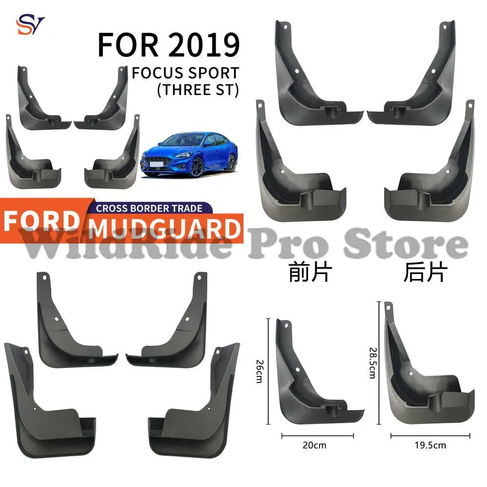 

Front and Rear Mud Flaps for 2019 Ford Focus Sedan TS Sport Edition Easy Installation PP Rubber Material Protection