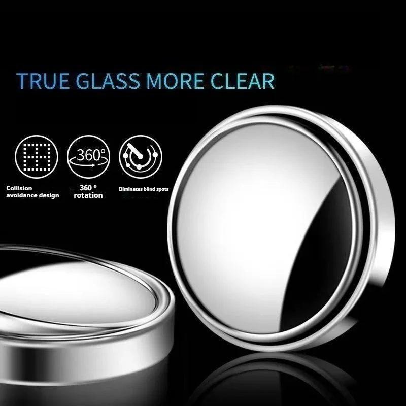 2Pcs Car Round Frame Convex Wide-angle Clear Rearview Auxiliary Mirror 360 Degree Blind Spot Mirror Adjustable Driving