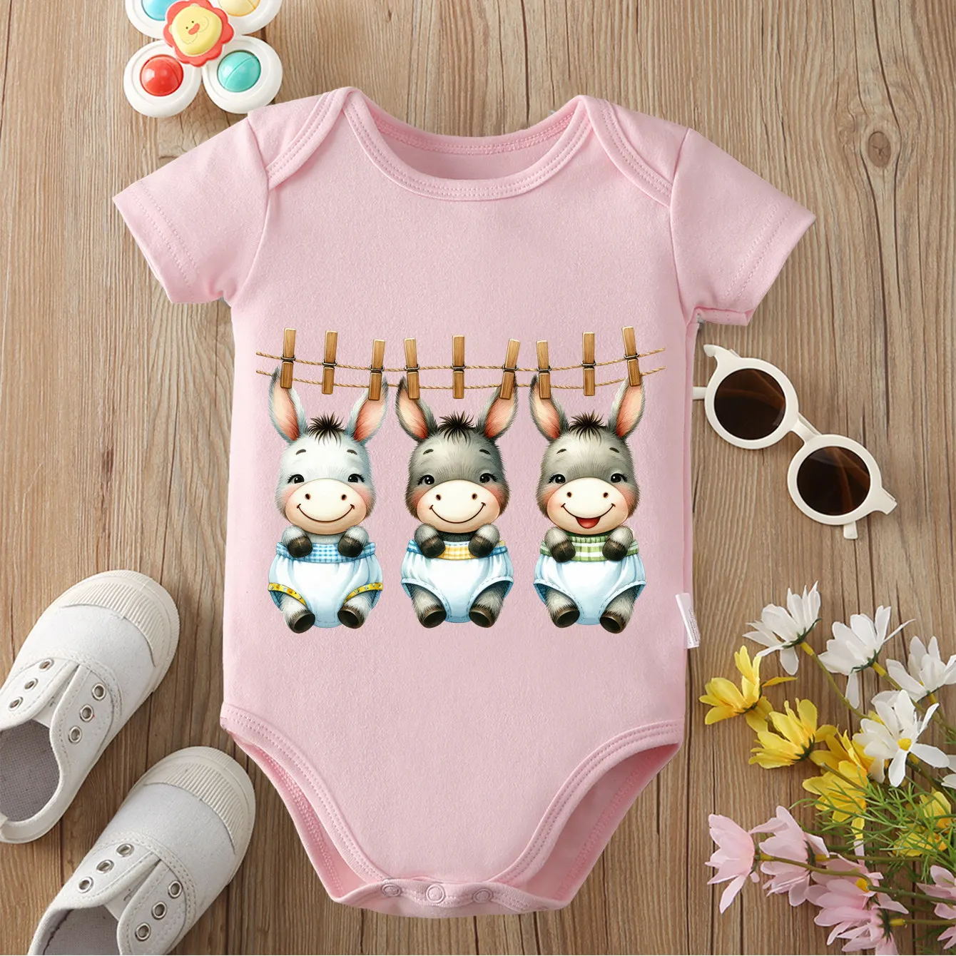 

Let's Sunbathe Together Toy Donkey, ткань из 100% хлопка, удобный комбинезон-боди для ребенка, комбинезон для новорожденных от 0 до 12 месяцев