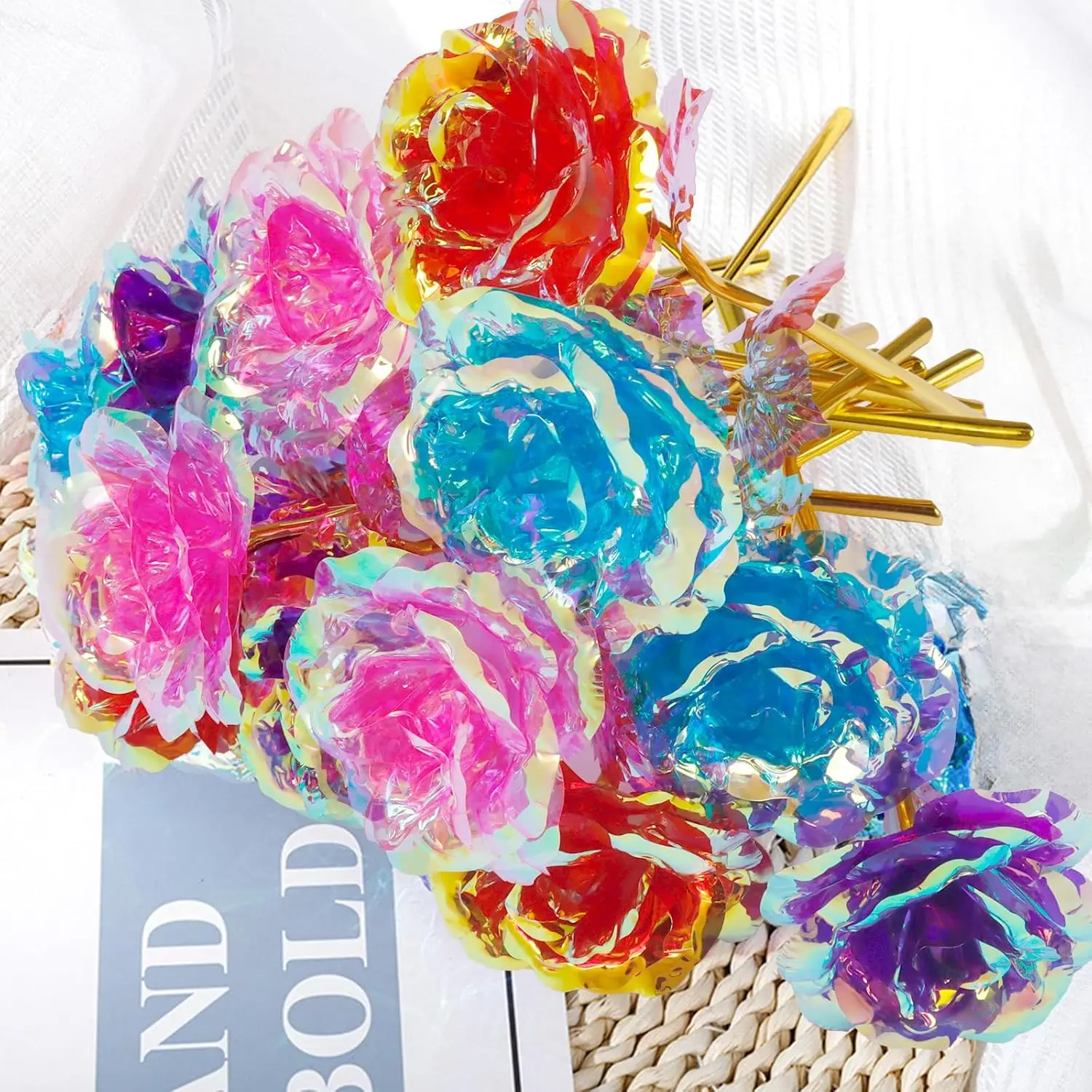 1Pcs Eternal Galaxy Rose Valentine'S Day Flower Foil Plastic Artificial Roses Romantic Mothers Day Gift Wedding Party Home Decor