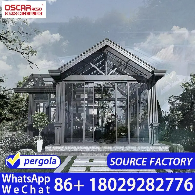 

Contemporary Design Free Standing Aluminum Frame Sunroom Triangle Roof Small Outdoor Glass Enclosure Ideal for Patio Garden Balc