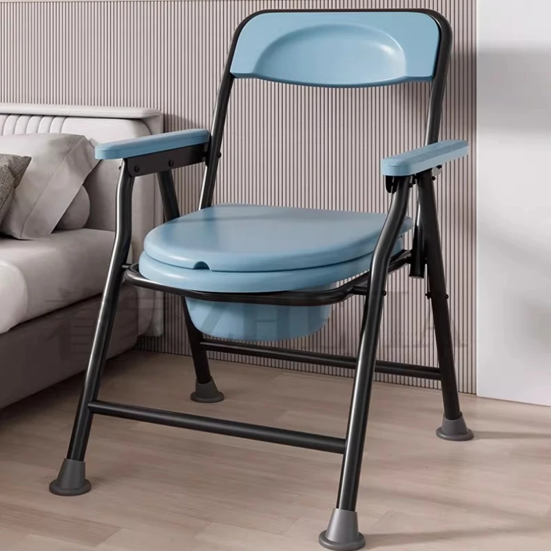 Portable Commode Chairs for Seniors Moms Anti-Slip Arms Reinforce Folding Commode Toilet Stools Nighttime Convenience Durable
