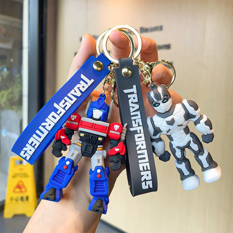 Anime Transformers Keychain Optimus Prime Bumblebee Figure Keyring Pendants Car Key Accessories Doll Ornaments Toy Gift for Kids