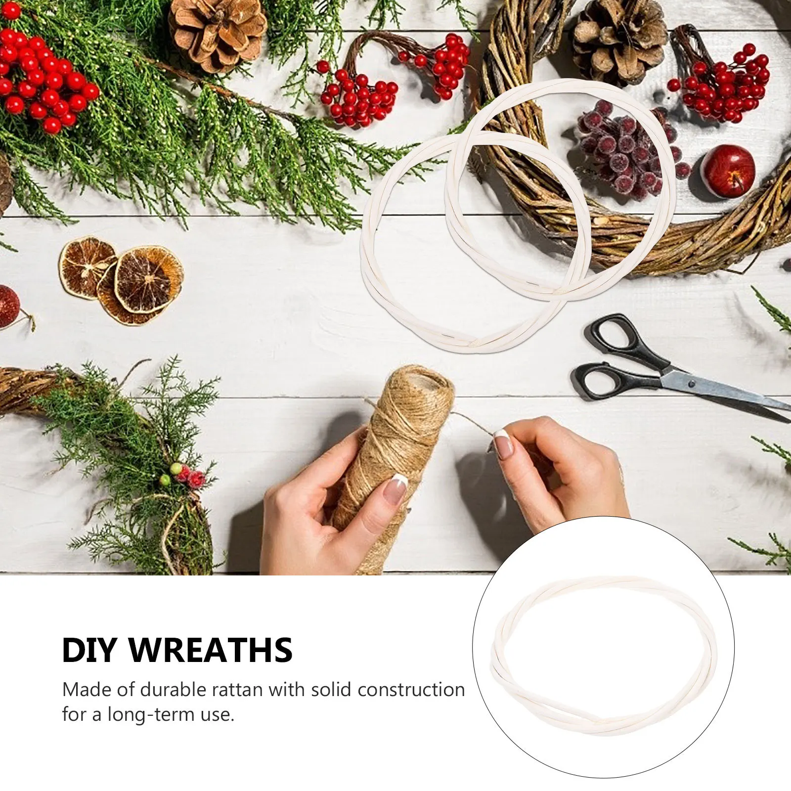 

6Pcs Hoops for DIY Garland Rattan Wreath Ring Dreamcatcher Material Front Door Decor Holiday Gift