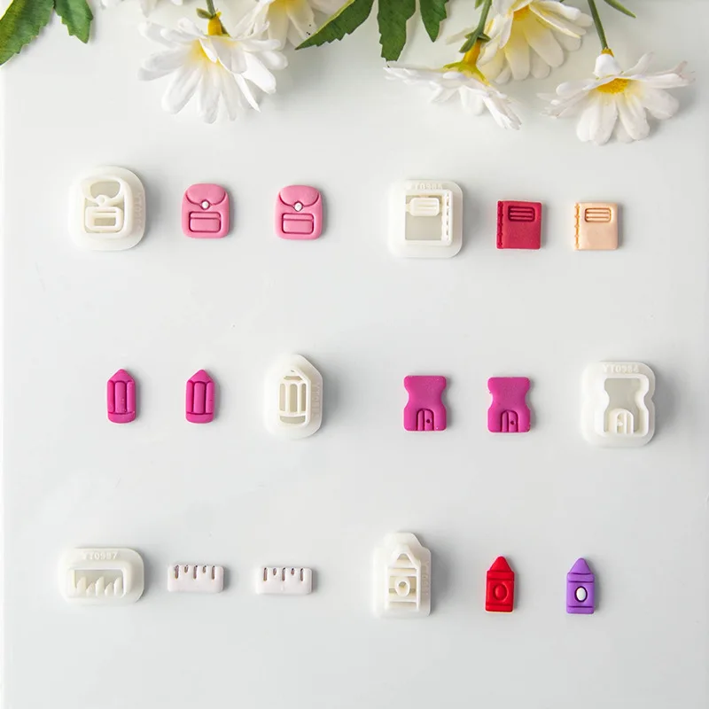 10 قطعة سلسلة القرطاسية الصغيرة الكرتونية قالب الطين الناعم قالب سريع DIY بها بنفسك أقراط المعلقات كتيبات القرطاسية الديكور الهدايا #5