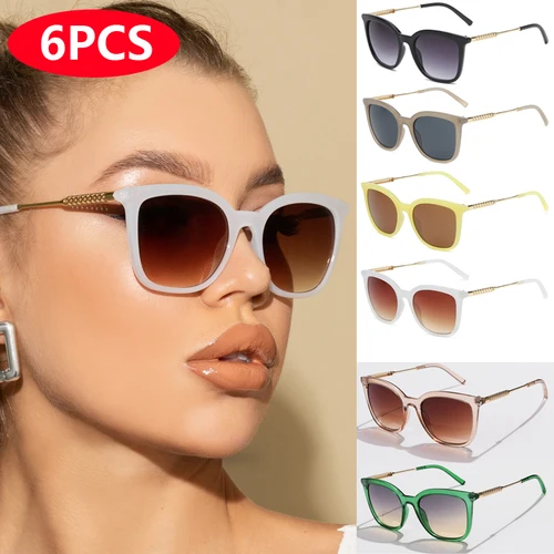 Imagen 1 del producto 6 uds/3 uds gafas de sol cuadradas clásicas mujeres hombres gafas de marca Vintage marco de aleación estilo Retro de moda gafas de sol